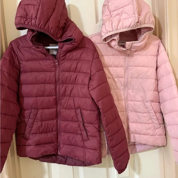 2 Old Navy Kids Puffer Jackets - Burgundy and Pink Water resistant  Size S 6-7 - Picture 2 of 14